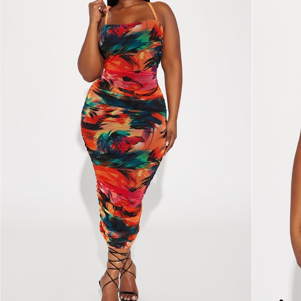 Fashion Nova Multicolor Abstract Midi Dress